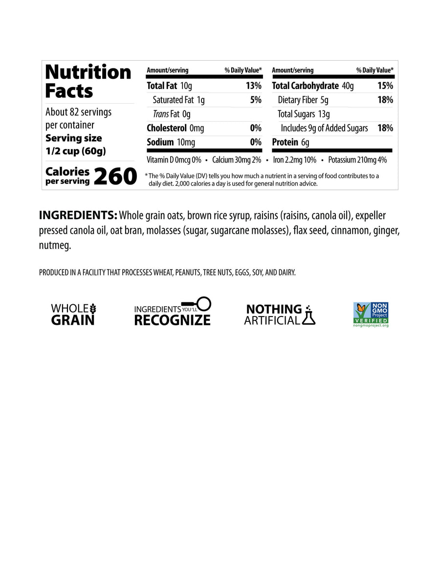Granola Bulk Oatmeal Raisin 5.99 per lbs Erin Baker's®