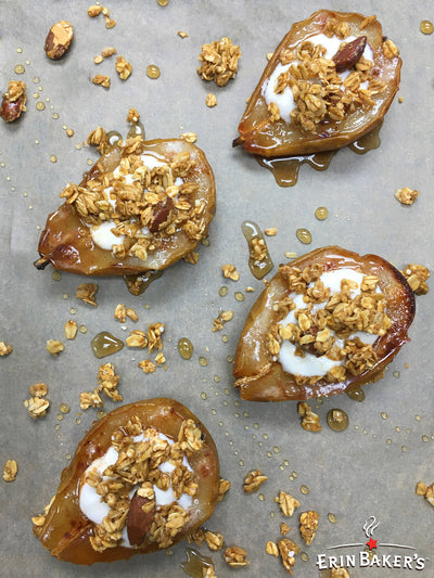 Healthy Fall Dessert | Baked Pears with Yogurt & Granola